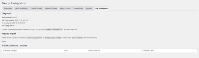 Integrare Trendyol – Woocommerce 6 Trendyol Integration – Log