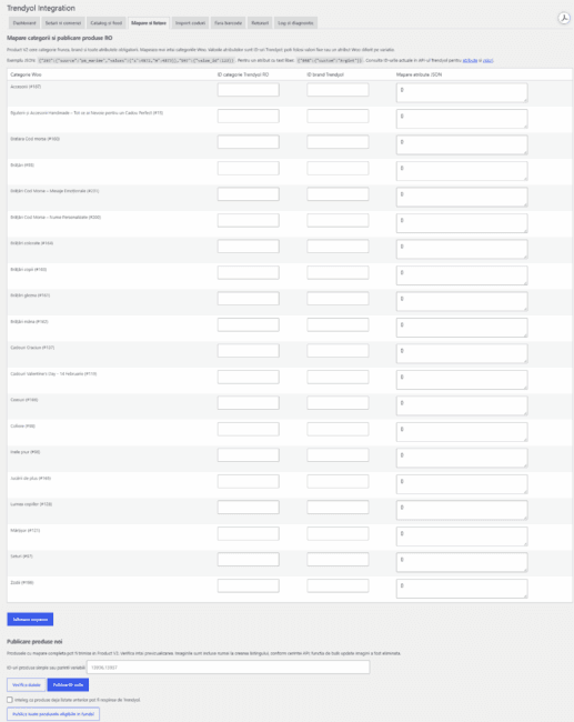 Integrare Trendyol – Woocommerce 3 Trendyol Integration – Mapare